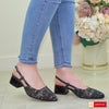 Sandale Office Dama Piele Naturala Negru cu Auriu Ama 3762-4