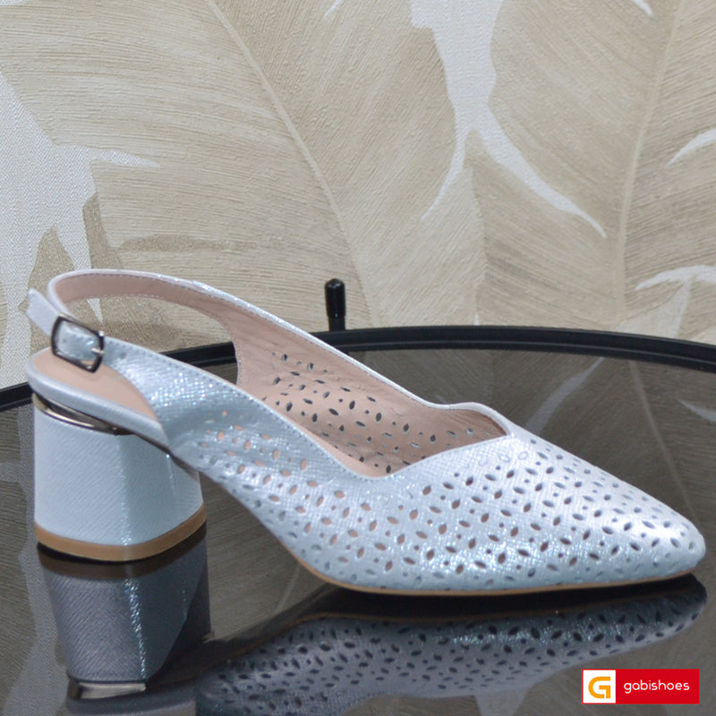Sandale Dama Office Piele Naturala Argintie Lorena 1596