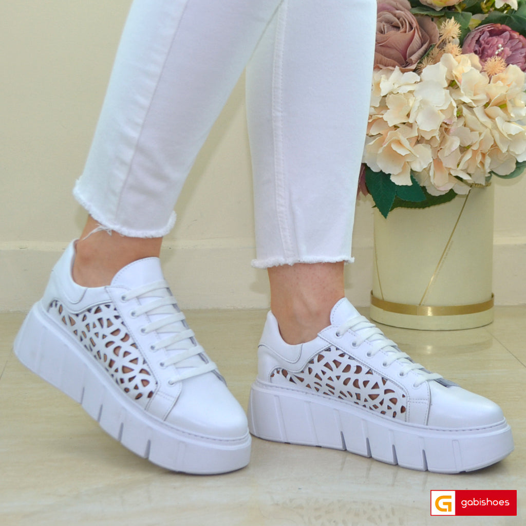 Pantofi Sport Piele Naturala Alba Lorena 3825-1