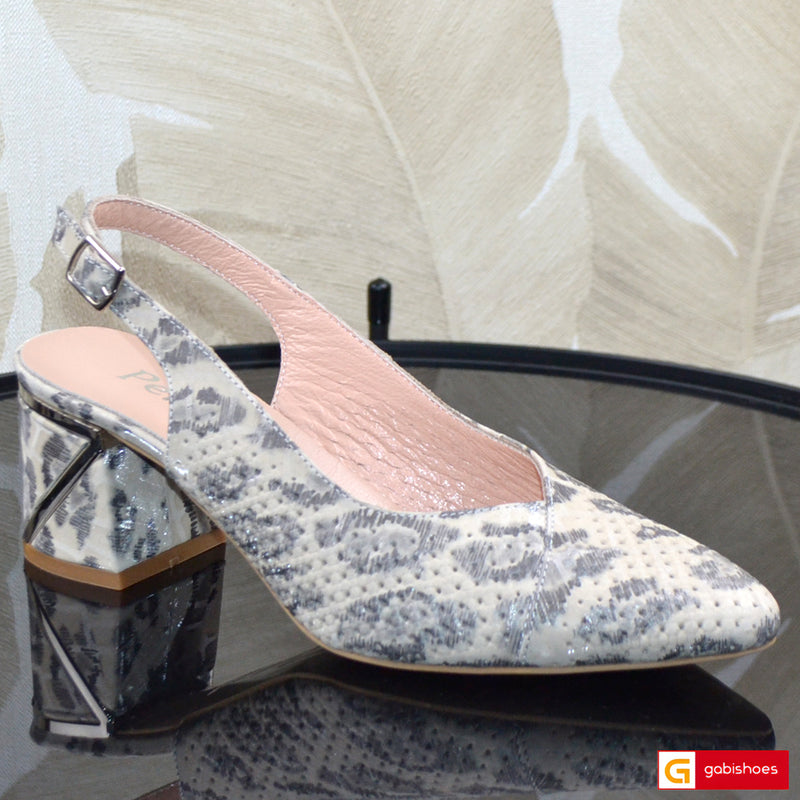 Sandale Dama Office Piele Naturala Bej cu Taupe PERLLA 0441