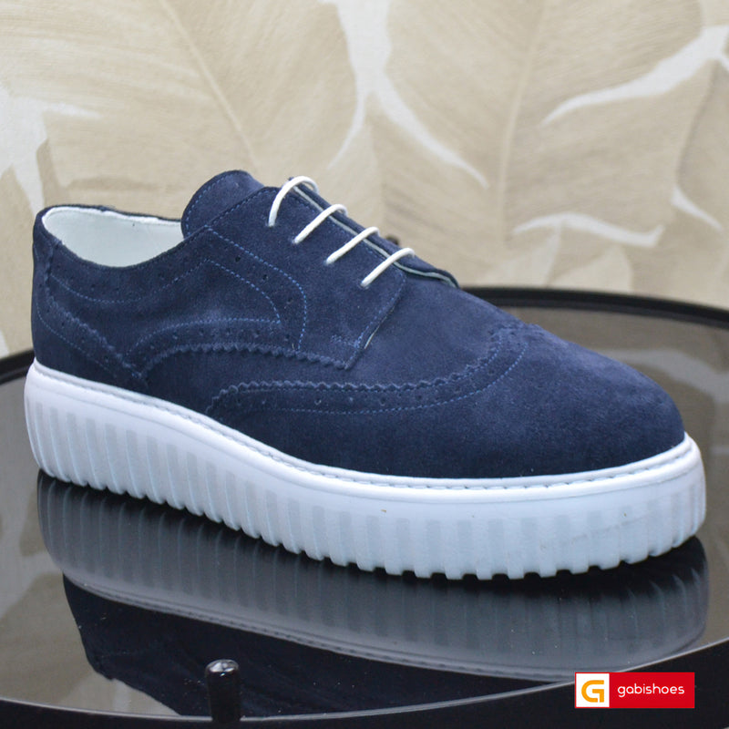 Pantofi Barbati Piele Naturala Intoarsa Bleumarin Gabriel 3704-1
