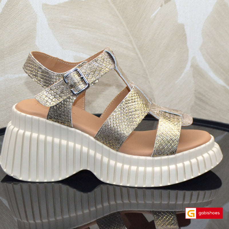 Sandale Piele Naturala Auriu Lorena 3400-3