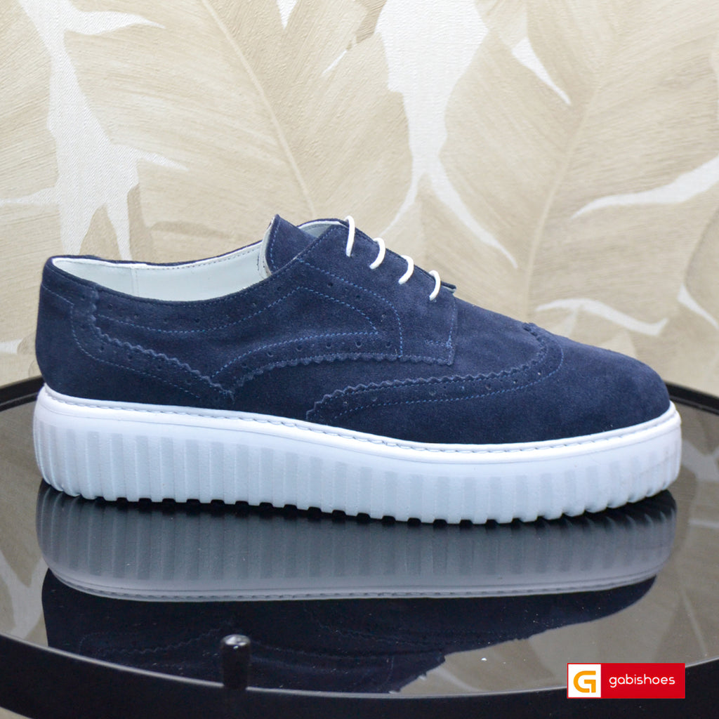Pantofi Barbati Piele Naturala Intoarsa Bleumarin Gabriel 3704-1