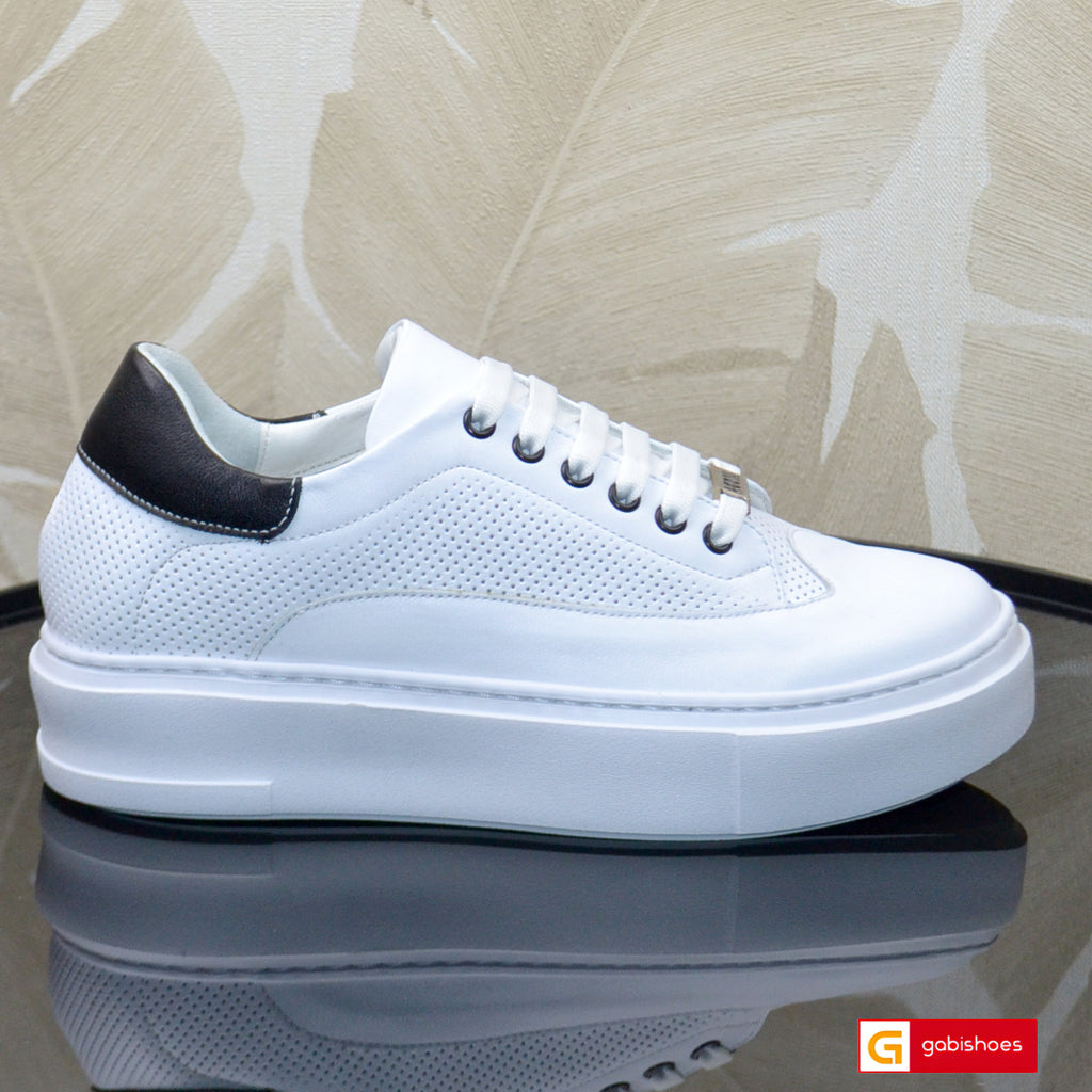 Pantofi Sport Dama Piele Naturala Alb cu Neagru Lorena 3224-4