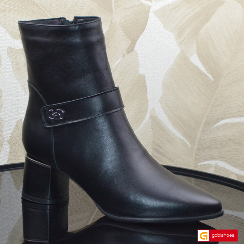 Ghete Dama Piele Naturala Neagra Lorena 4016-1
