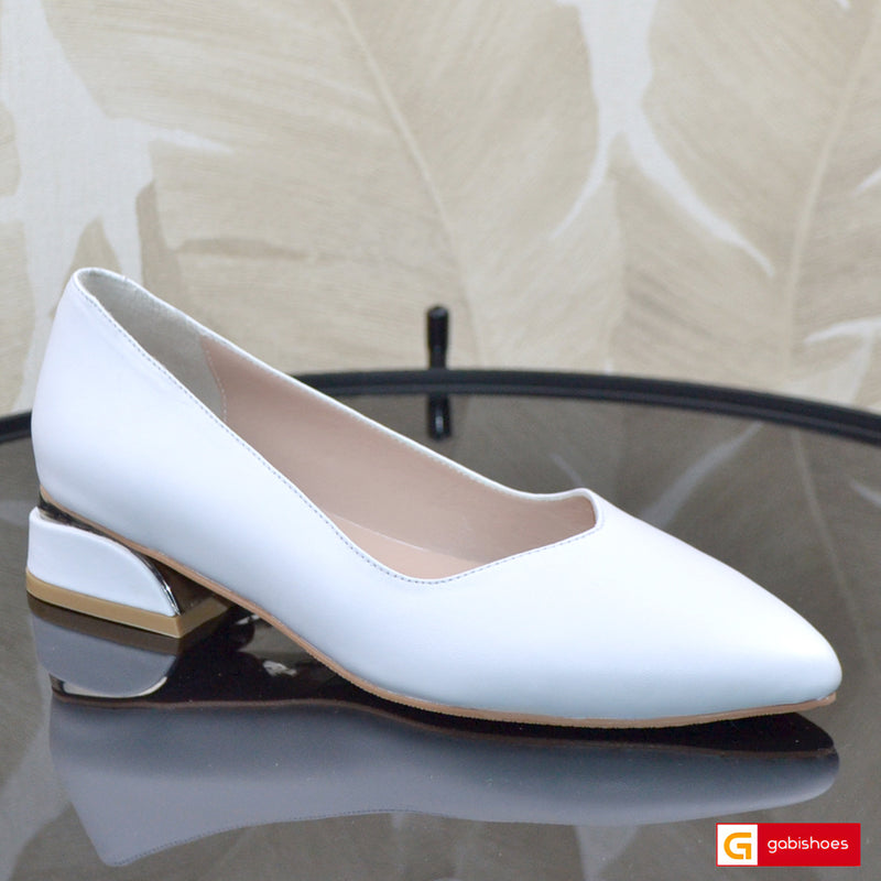 Pantofi Office Dama Piele Naturala Alba Lorena 111