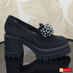 Pantofi Dama Piele Naturala Intoarsa Neagra Vittoria 3908-2