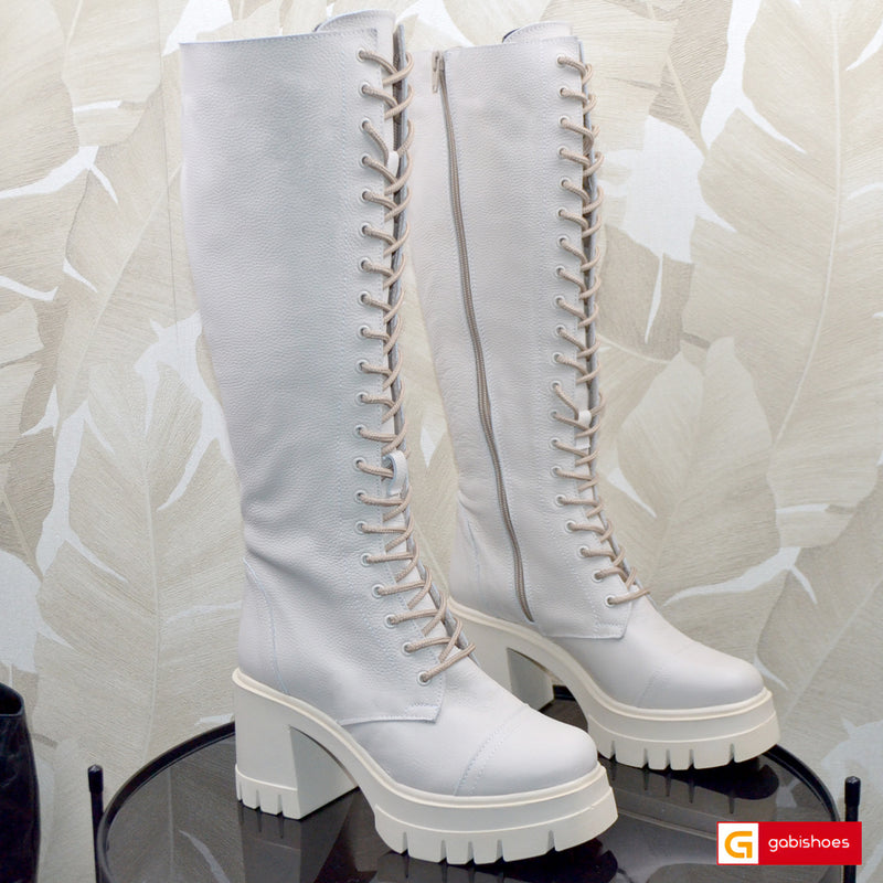 Bocanci Piele Naturala Bej Lorena 2092-4