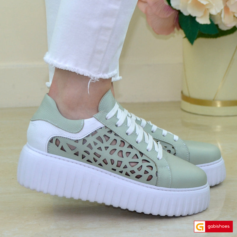 Pantofi Dama Sport Piele Naturala Verde Gabinna 3220-2027