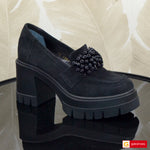 Pantofi Dama Piele Naturala Intoarsa Neagra Vittoria 3908-1