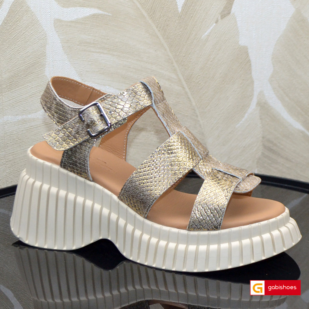 Sandale Piele Naturala Auriu Lorena 3400-3