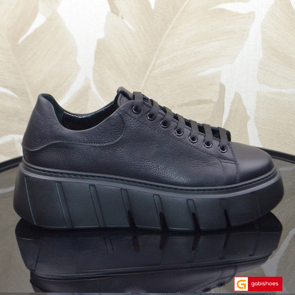 Pantofi Sport Piele Naturala Neagra Lorena 3639-2