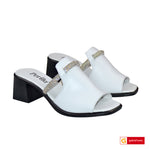 Papuci Dama Piele Naturala Alba 5045
