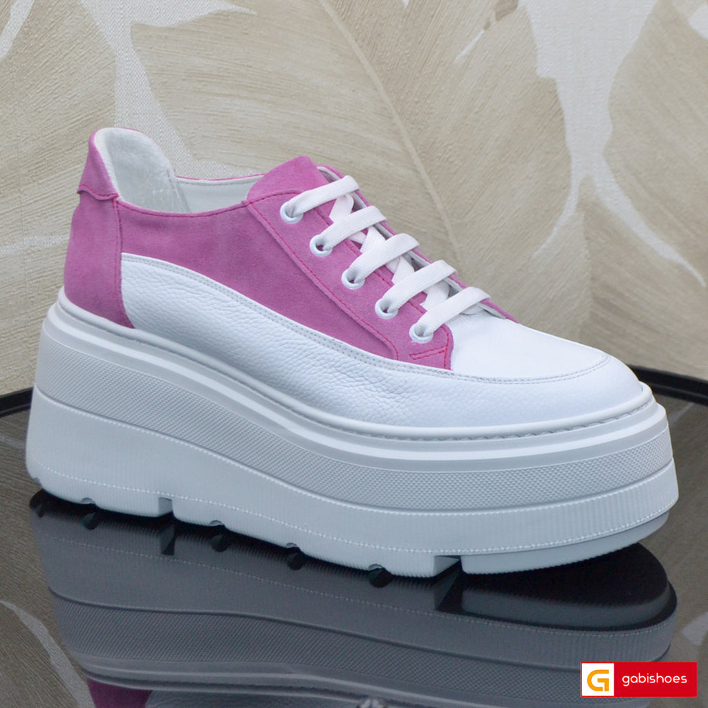 Pantofi Sport Piele Naturala Alba cu Siclam Lorena 3743-3