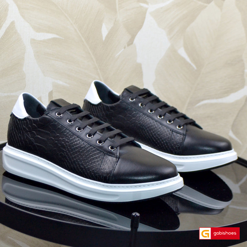 Pantofi Sport Piele Naturala Neagra Gabriel 3984-10