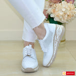 Pantofi Sport Dama Piele Naturala Alba Gabinna 210-39 ALB