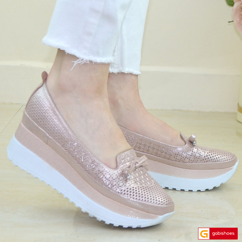 Pantofi Sport Piele Naturala Pudra Gabinna 3156-4