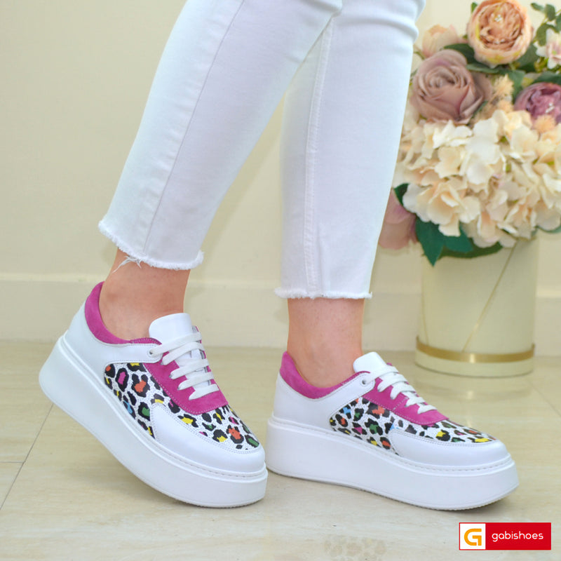 Pantofi Sport Dama Piele Naturala Alb cu Siclam Lorena 3727-4