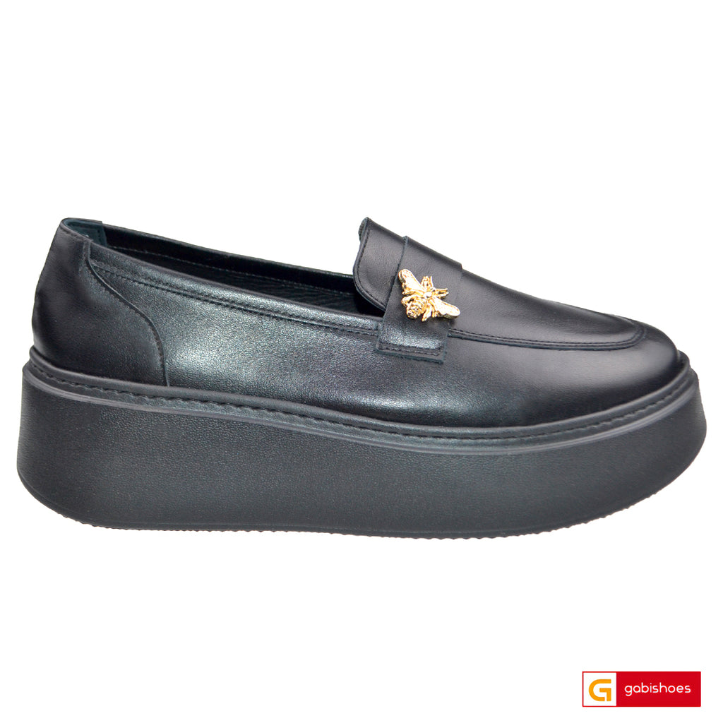 Pantofi Sport Piele Naturala Neagra Lorena 4006-3