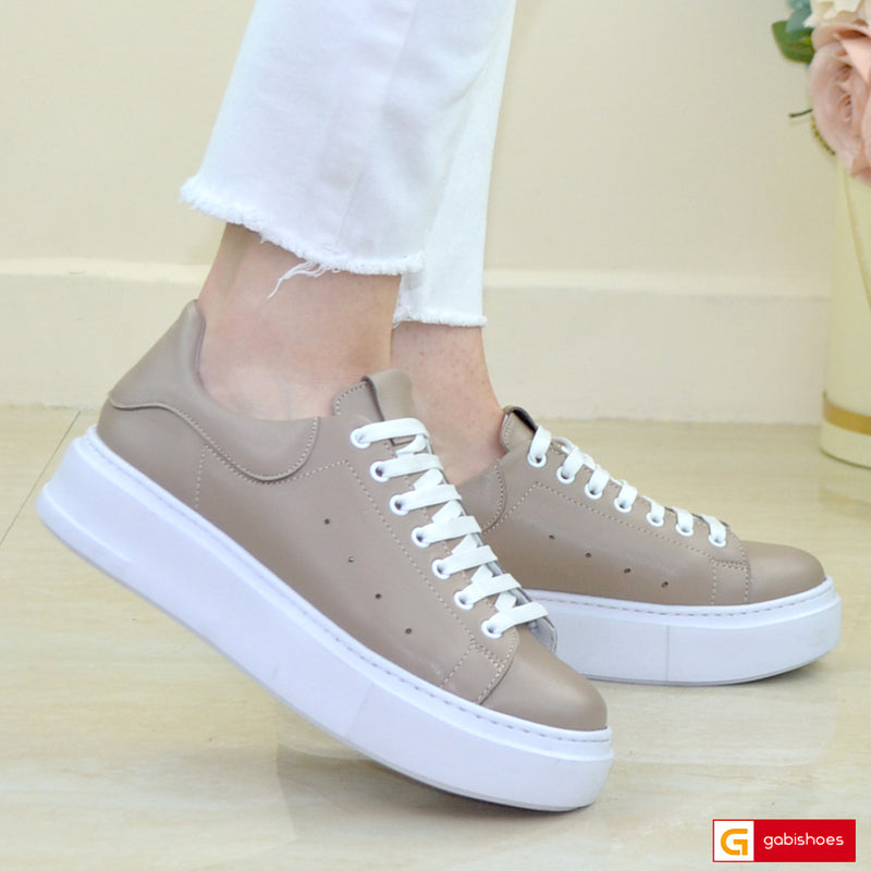 Pantofi Sport Piele Naturala Taupe Lorena 3181-3