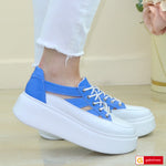 Pantofi Sport Piele Naturala Alb cu Albastru Lorena 3742-6