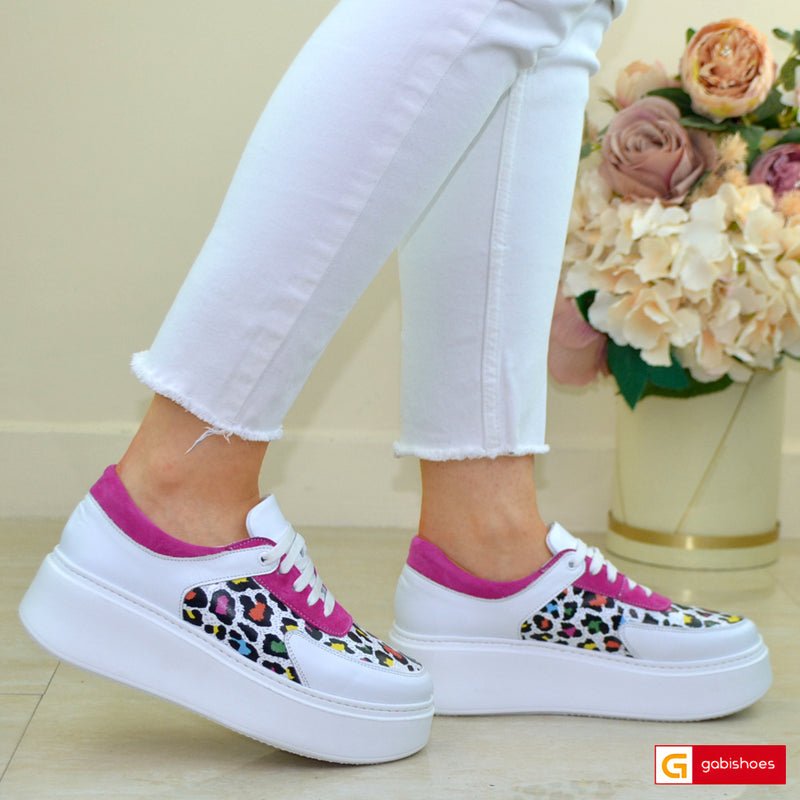 Pantofi Sport Dama Piele Naturala Alb cu Siclam Lorena 3727-4