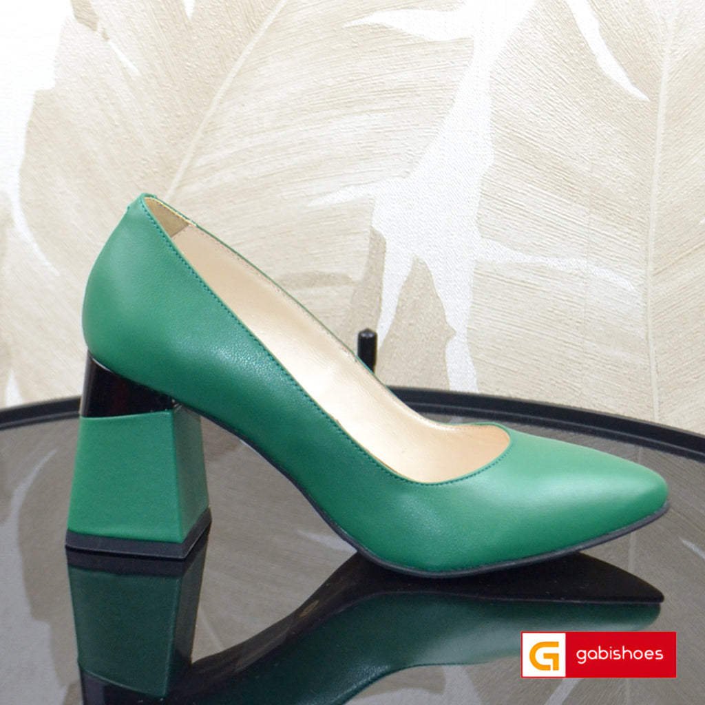 Pantofi Office Dama Piele Naturala Verde Lorena 2085-2