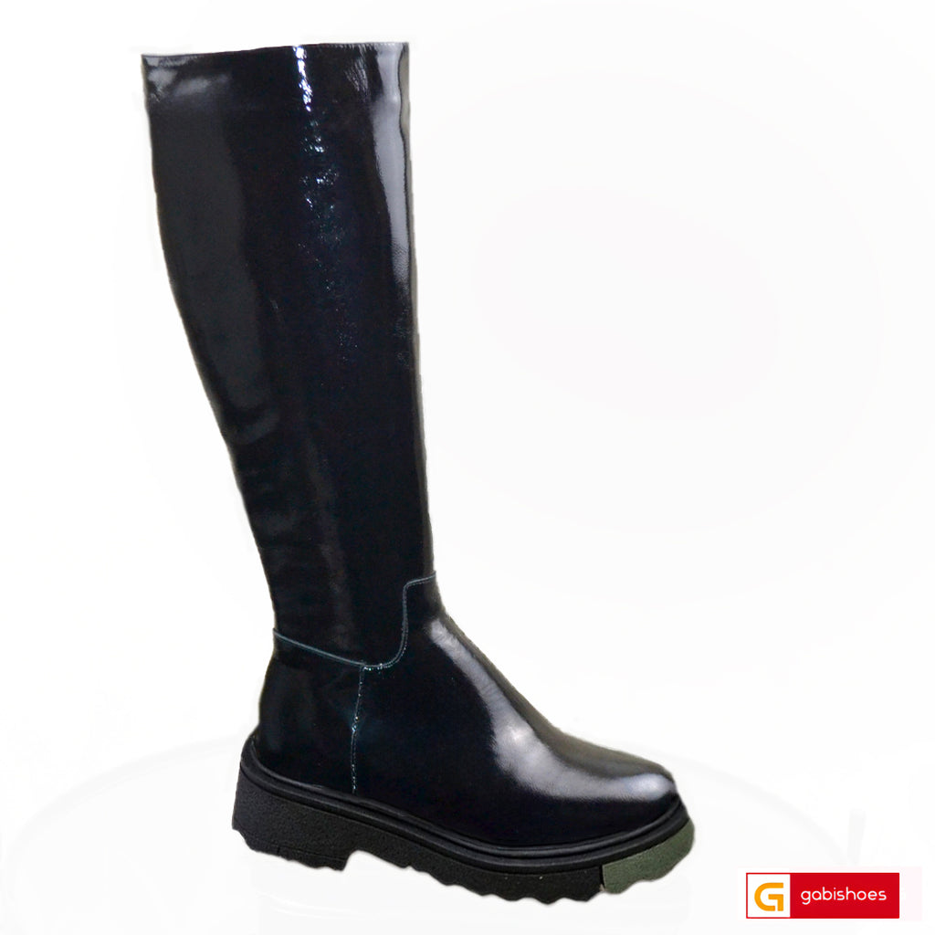 Cizme Dama Piele Naturala Lacuita Neagra Lorena 4167-1