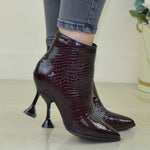 Ghete Office Dama Piele Naturala Lacuita Bordo Lorena 4059-10 S