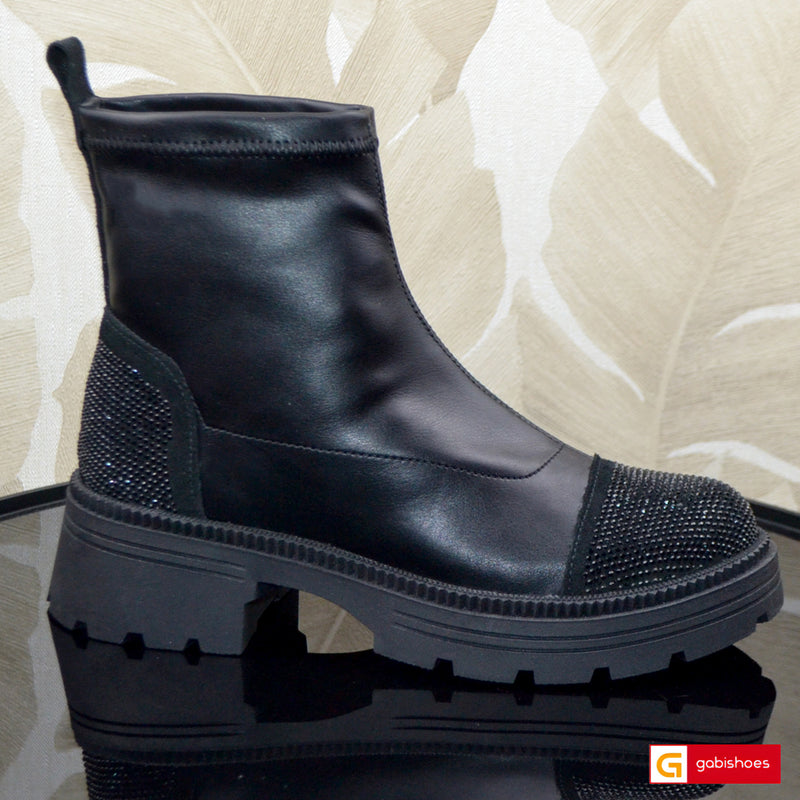 Ghete Dama Streach Piele Naturala si Strchi Negru Gabinna 4108-1