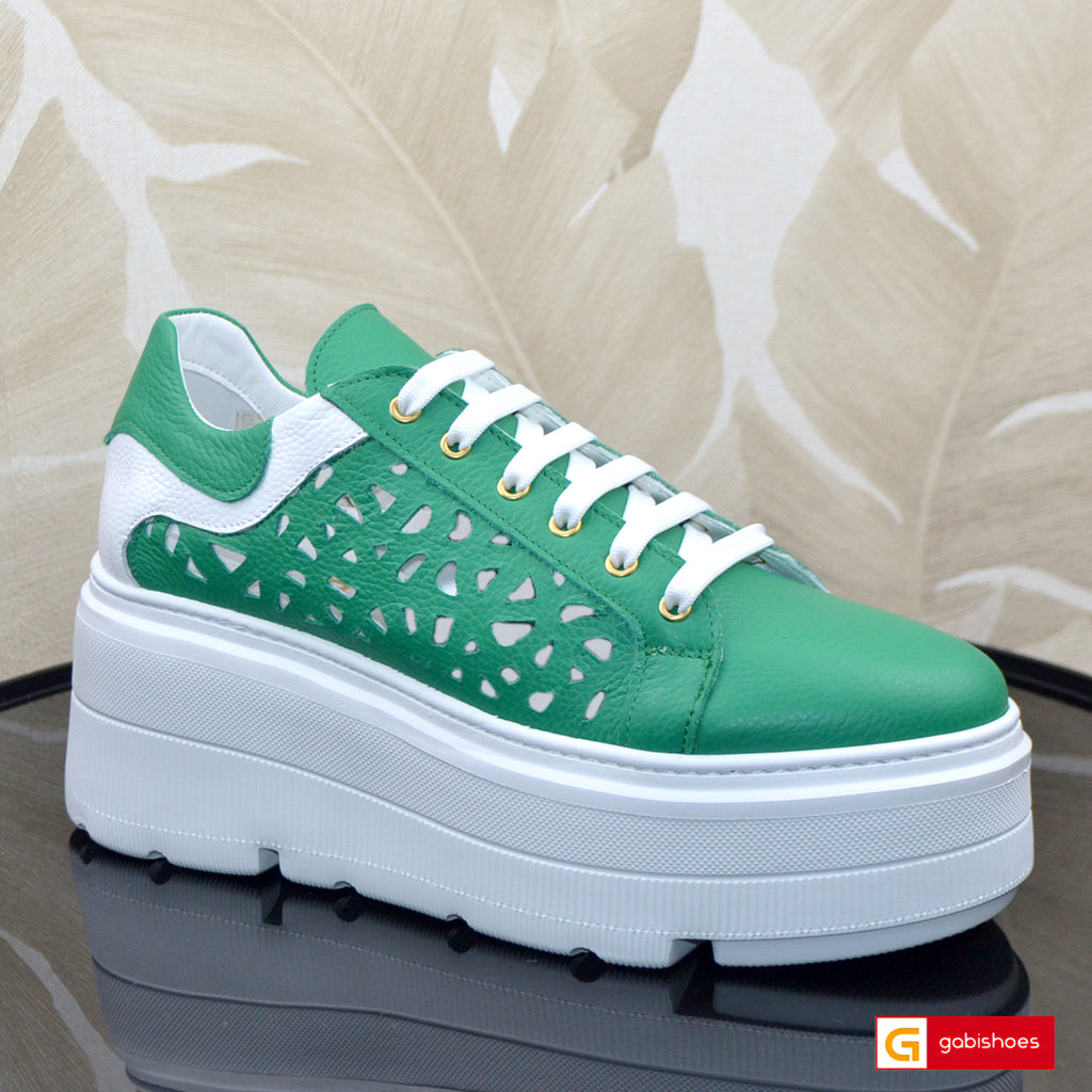 Pantofi Sport Piele Naturala Verde Lorena 3507-6