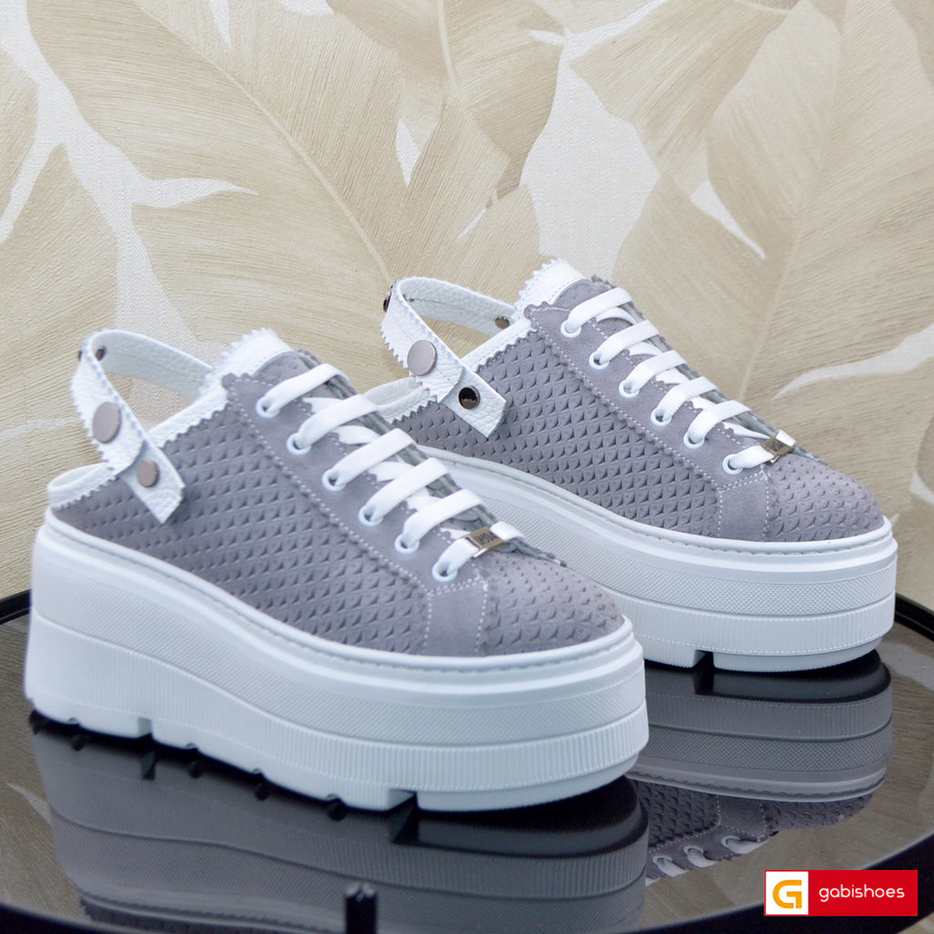 Pantofi Sport Piele Naturala Intoarsa Gri Lorena 3930-1