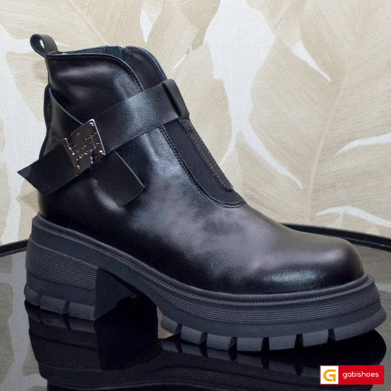 Ghete Piele Naturala Neagra Gabina 4148-1