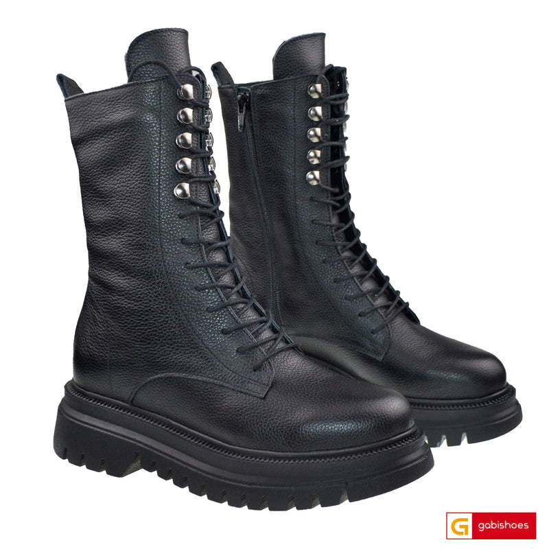 Ghete Dama Piele Naturala Neagra Lorena 4101-1