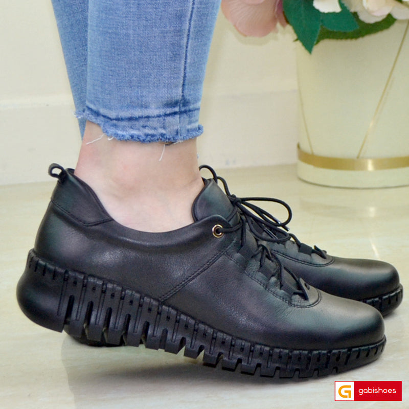 Pantofi Casual Piele Naturala Neagra Gabinna 0164-123005