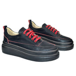 Pantofi Sport Piele Naturala Rosu cu Negru 922-6