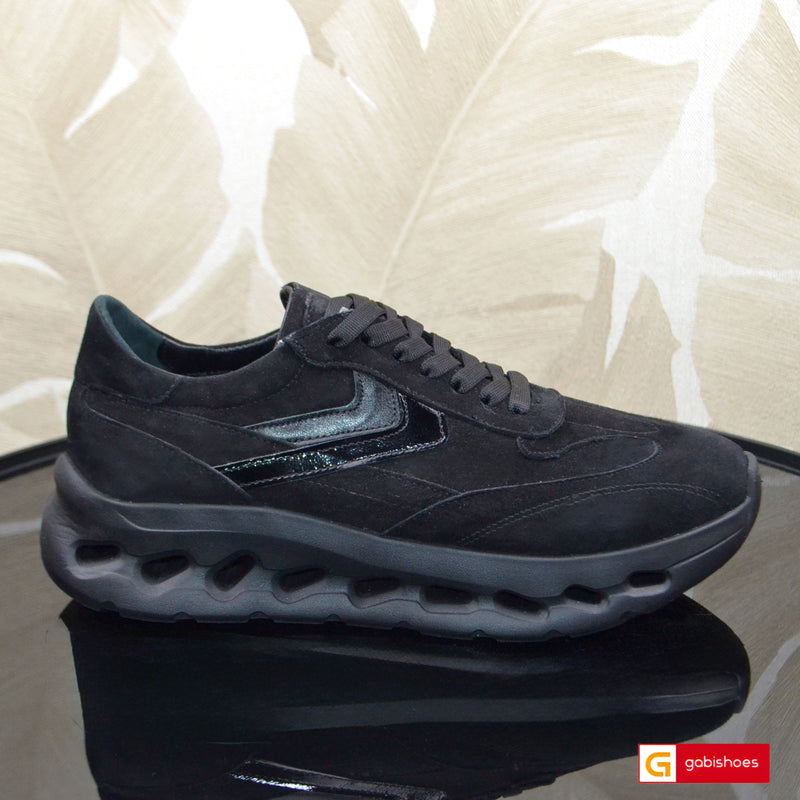 Pantofi Sport Piele Naturala Neagra Lorena 4007-7