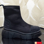 Ghete Dama Streach Piele Naturala si Strchi Negru Gabinna 4109-2