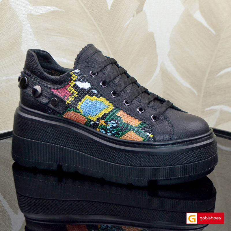 Pantofi Sport Piele Naturala Neagra Lorena 3998-3