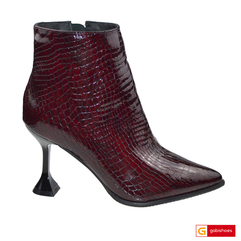 Ghete Office Dama Piele Naturala Lacuita Bordo Lorena 4059-10 S