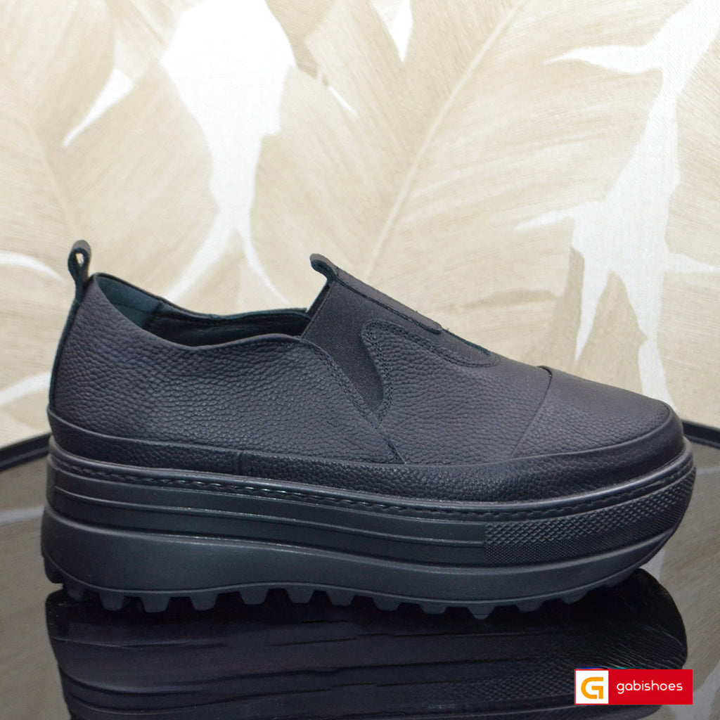 Pantofi Sport Piele Naturala Neagra Lorena 3485-2