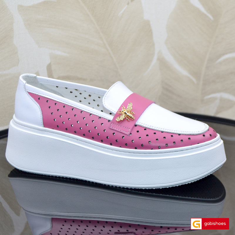 Pantofi Sport Piele Naturala Alb cu Siclam Lorena 3840-5