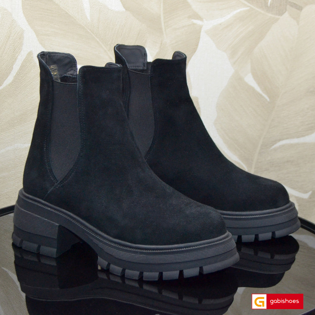 Ghete Dama Piele Naturala Intoarsa Neagra Lorena 4135-1