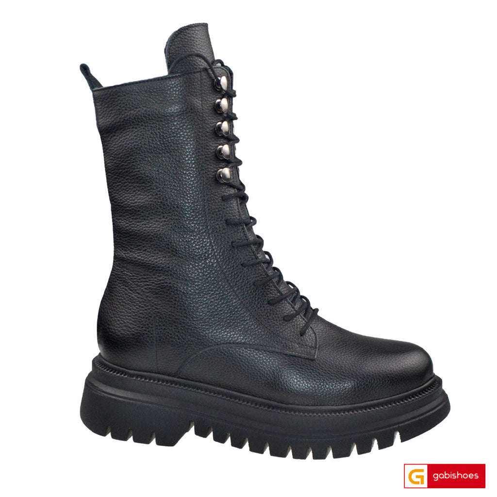 Ghete Dama Piele Naturala Neagra Lorena 4101-1