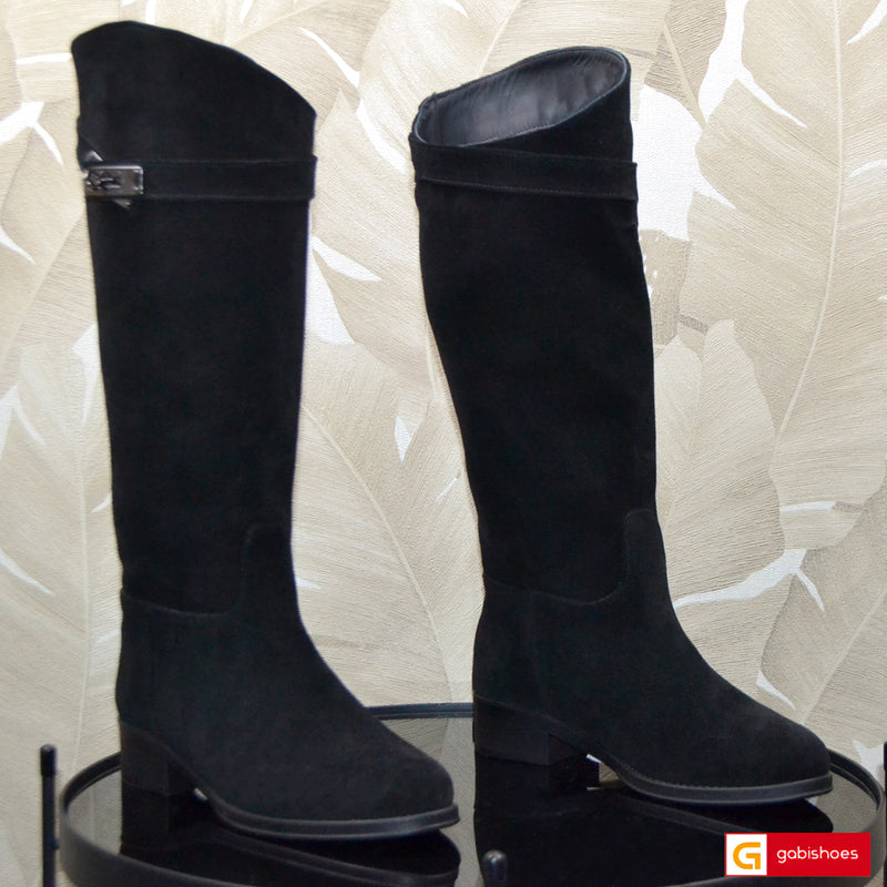 Cizme Dama Piele Naturala Intoarsa Neagra Lorena 4149-1