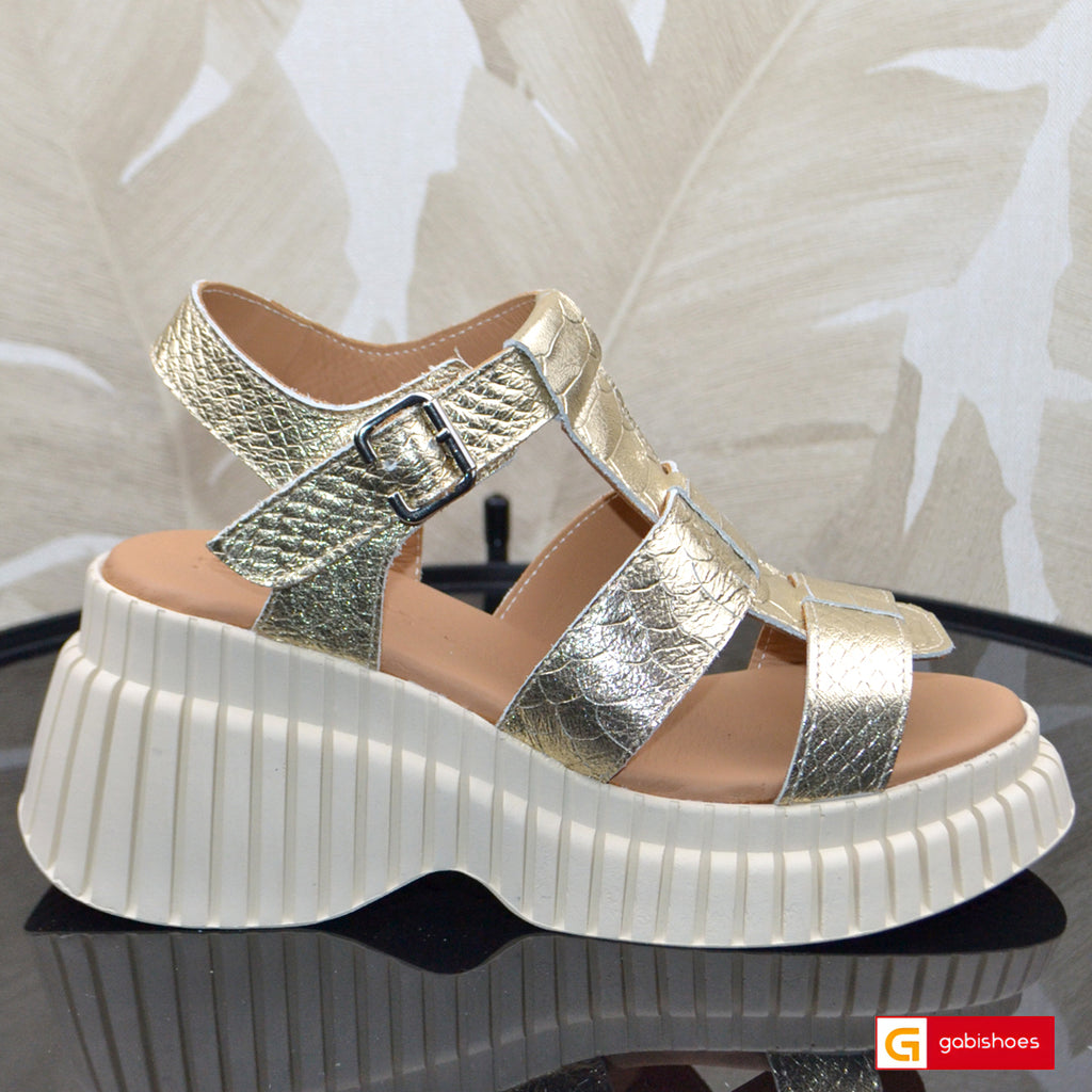 Sandale Piele Naturala Auriu Lorena 3400-14