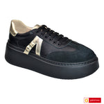 Pantofi Sport Piele Naturala Negru cu Auriu Lorena 3452-2