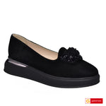 Pantofi Casual Dama Piele Intoarsa Naturala Neagra Lorena 3471-80