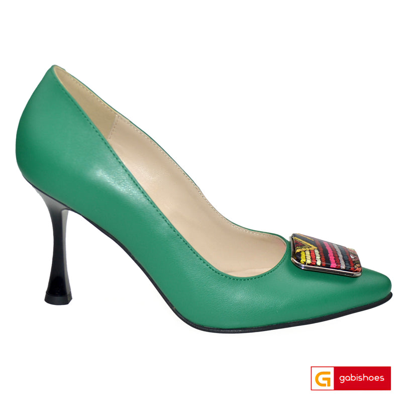 Pantofi Office Dama Piele Naturala Verde Lorena 3604-2