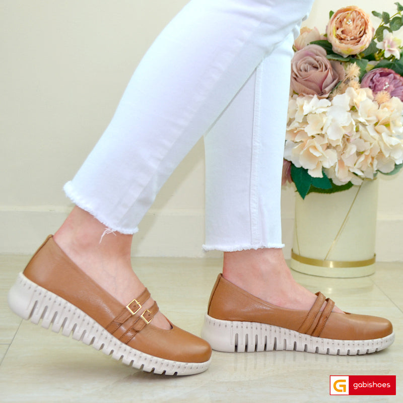Balerini Piele Naturala Camel Gabinna 30